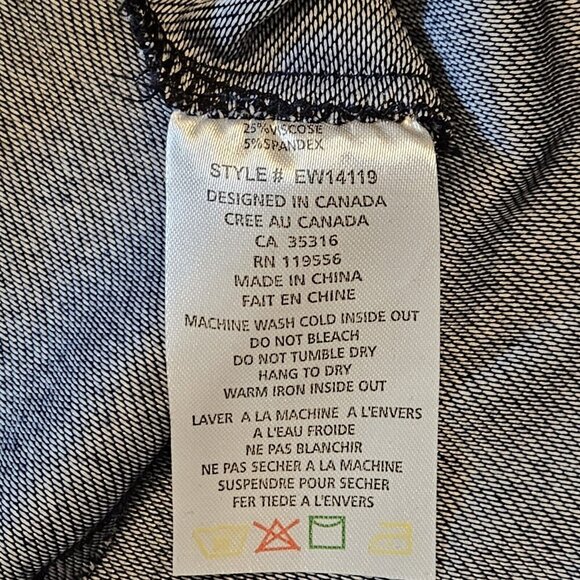 Elena Wang Top Womens L Indigo LS Lace Pullover Chambray Stretch Boho Whimsigoth - Picture 12 of 13